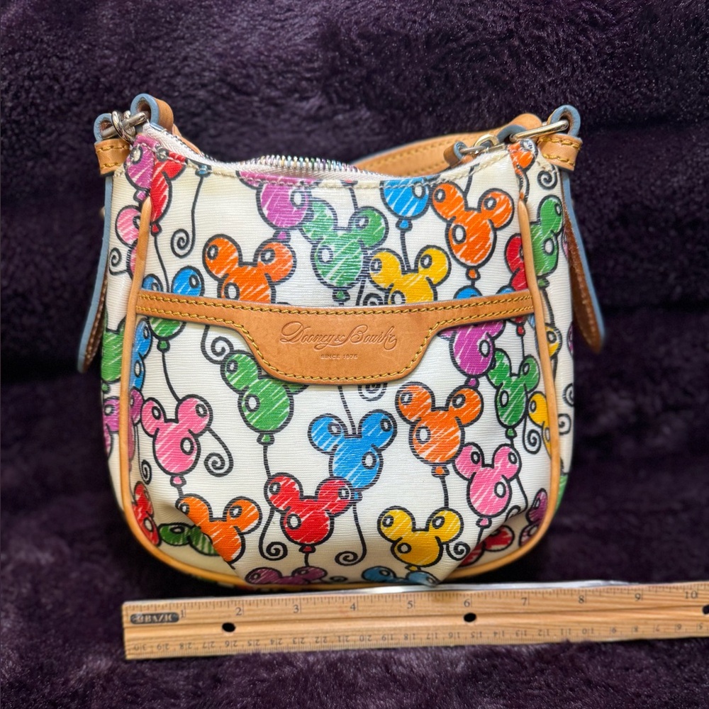 Dooney & Bourke White Disney Mickey Balloons Mini Margot Rainbow Zipper Handbag